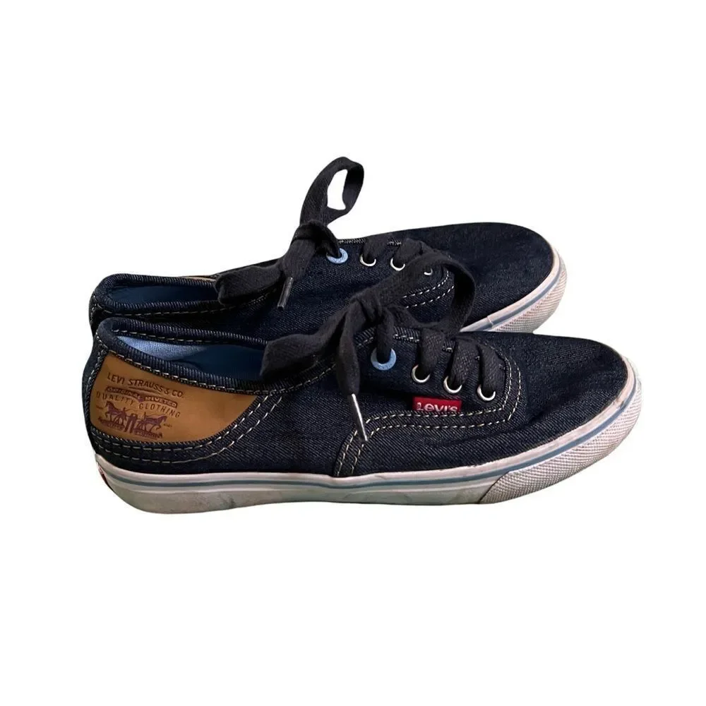 Levi's Youth‎ Size 2 Dark Wash Denim Blue Low Top Casual Sneakers